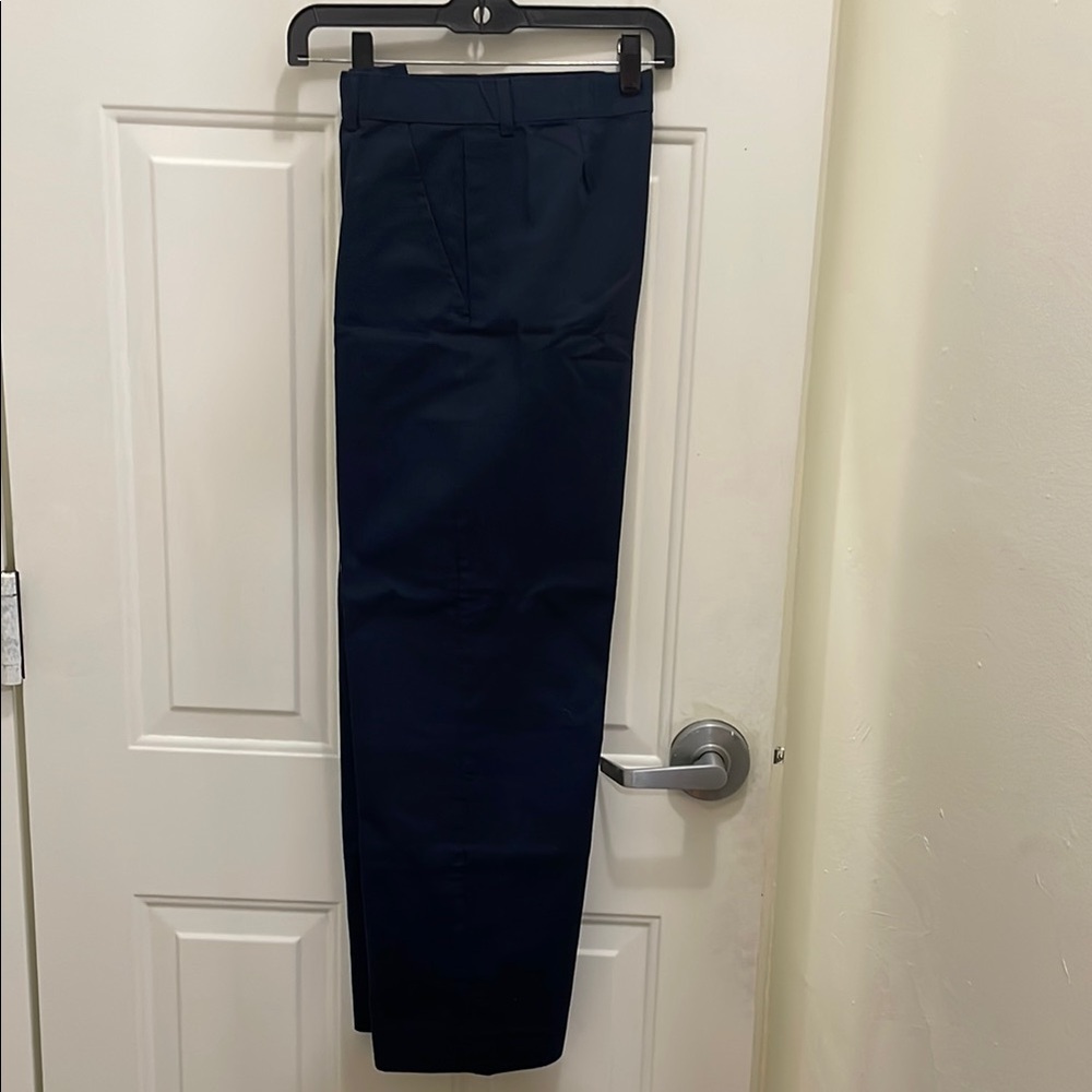 Blue Dress Pants with Straight Leg Design